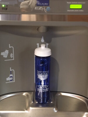Saint Miriam Academy  - 24 oz. - Translucent Blue/White PolySure Cyclone Sport Bottle - Image 2